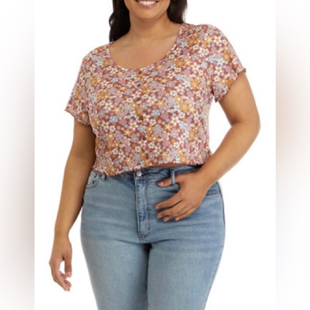 Wallflower Retro Mod Floral Crop Top Size 2X